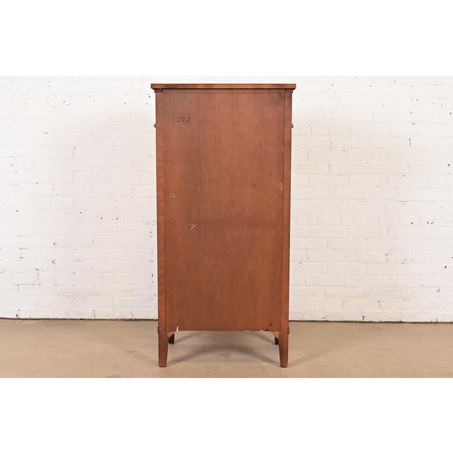 Heritage French Regency Louis XVI Carved Walnut Gentleman's Chest or Linen Press, 1960s For Sale - Image 11 of 12