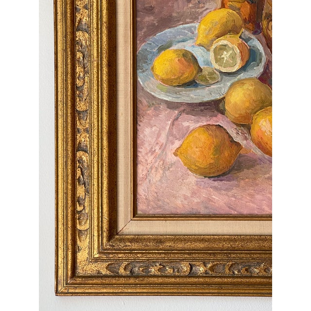 Vintage Oil Painting Still Life With Apples & Lemons, 1984 For Sale In New York - Image 6 of 13