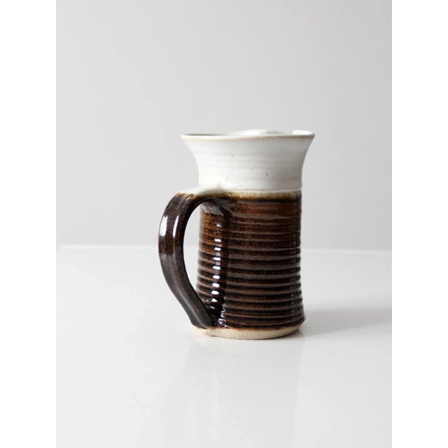 Brown Vintage Studio Pottery Pitcher For Sale - Image 8 of 13