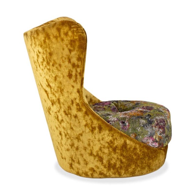 Cocoa Island Swivel Lounge Chair in Yellow, Gold and Green Upholstery from Bretz For Sale - Image 9 of 13