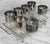 1980s Mid-Century Chrome Silver Fade Tall Liquor Glass & Coaster Bar Serving Set - 13 pcs For Sale - Image 10 of 13