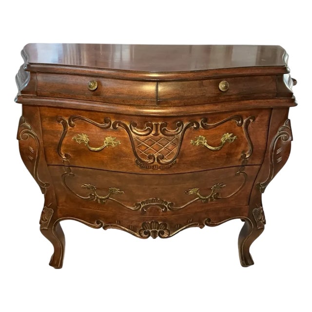 Enchanting Vintage Louis XV-Style Bombe Commode - A Whisper of Rococo Romance For Sale