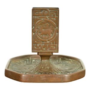 Tiffany Studios New York Zodiac Pattern Bronze Match Box Holder