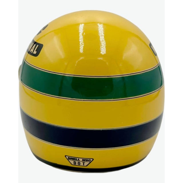 Yellow Vintage McLaren Ayrton Senna Helmet Ashtray Ceramic Car Racing Formula 1 F1 For Sale - Image 8 of 12