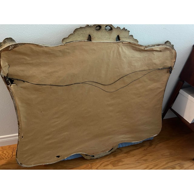 Italian 1950s Wall Mirror Gilded Wood For Sale - Image 3 of 9