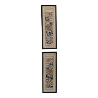 Vintage 1930s Framed Chinese Silk Embroidery - a Pair For Sale