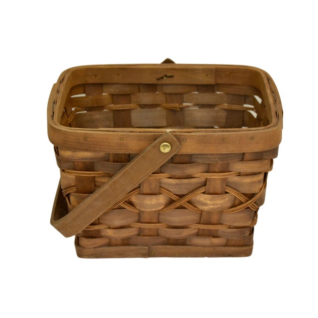 Reed & Wood Basket For Sale - Image 4 of 7