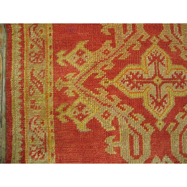 1900s Orange Pumpkin Lozenge Antique Turkish Decorative Oushak Rug 3' 2"x11' 6" Knotted Wool Carpet For Sale In New York - Image 6 of 6