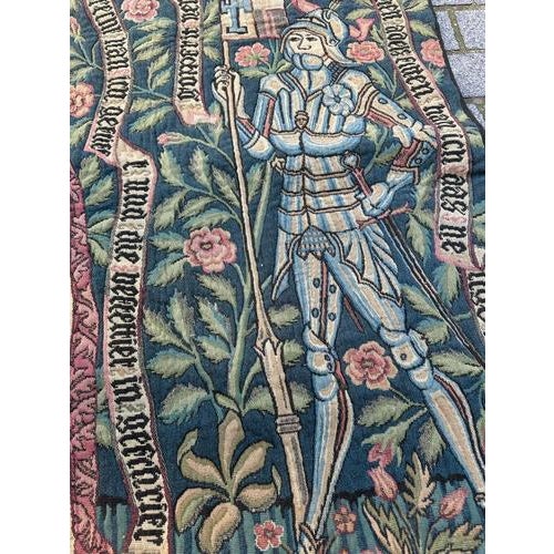 Vintage Medieval Style Jacquard The Knights Tapestry in the style of Aubusson, 1960s For Sale - Image 15 of 18
