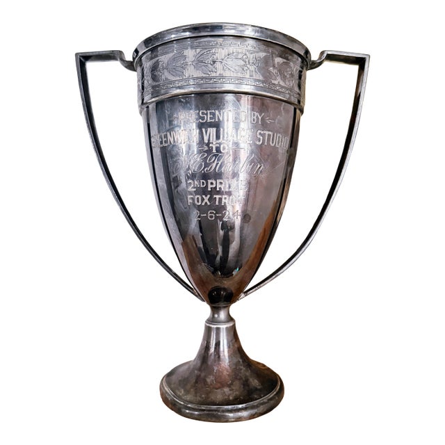 1924 Silver Plated Greenwich Village 2nd Prize Foxtrot Trophy For Sale