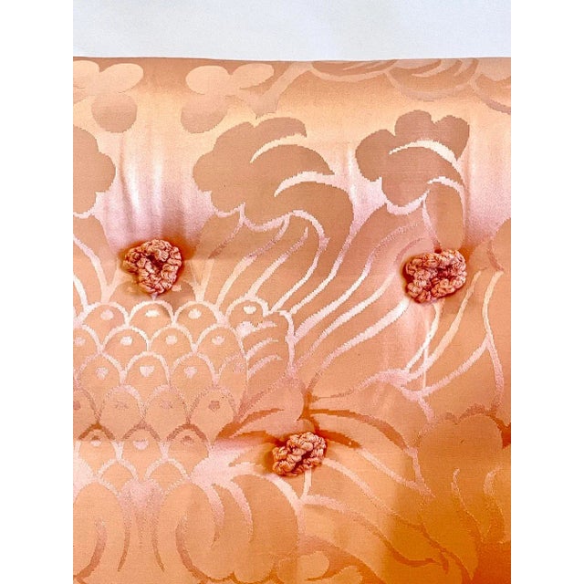 Vintage Peach Silk Damask Upholstered Sofa For Sale - Image 10 of 11