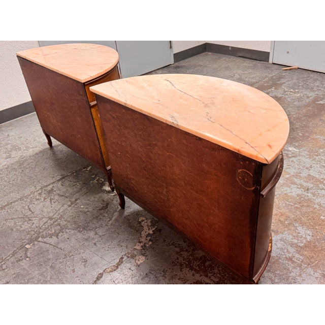 Neoclassical Semicircular Demi-Lune Commodes, Pair, 19th Century For Sale - Image 11 of 12