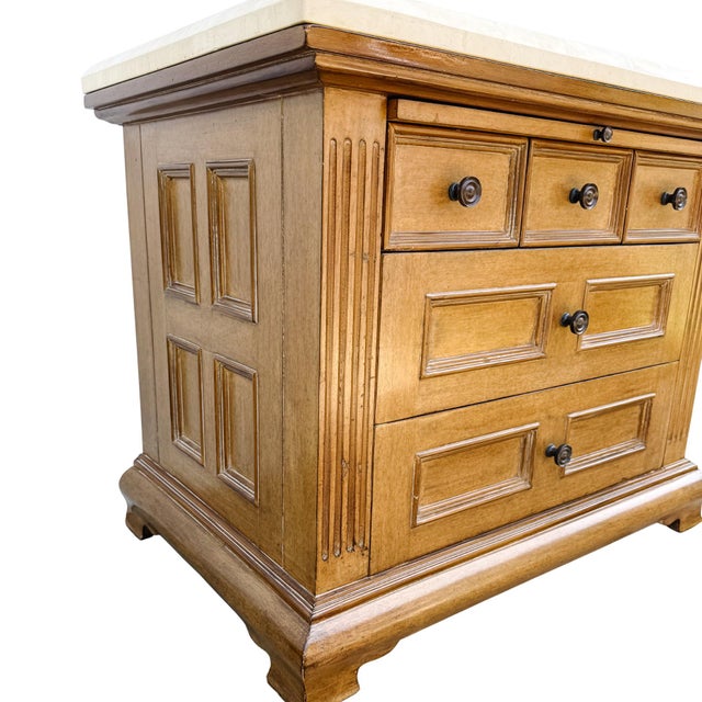 Vintage Kreiss Collection Neoclassical Style Travertine Top Commode or Chest of Drawers For Sale - Image 10 of 15
