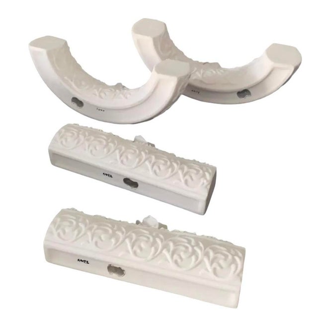 Vintage Bisque Ceramic Flower Holders, Round or Oval Table Ring Runner Frog Vases Low Centerpiece, Set of 4 Pieces For Sale In Miami - Image 6 of 11