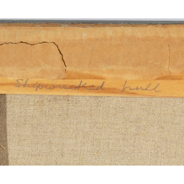 1975 “Shipwrecked Hull” Oil on Canvas Painting by Fritz Kackley For Sale - Image 9 of 10