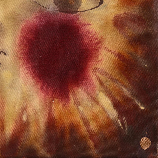 Sun No.8 - Folk Art Inspired Abstract Sun Mixed Media Painting on Raw Canvas by Meredith Walker For Sale - Image 4 of 9