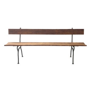 Garden Bench with Delicate Cast Iron Frame and Wooden Slats, 1950s For Sale