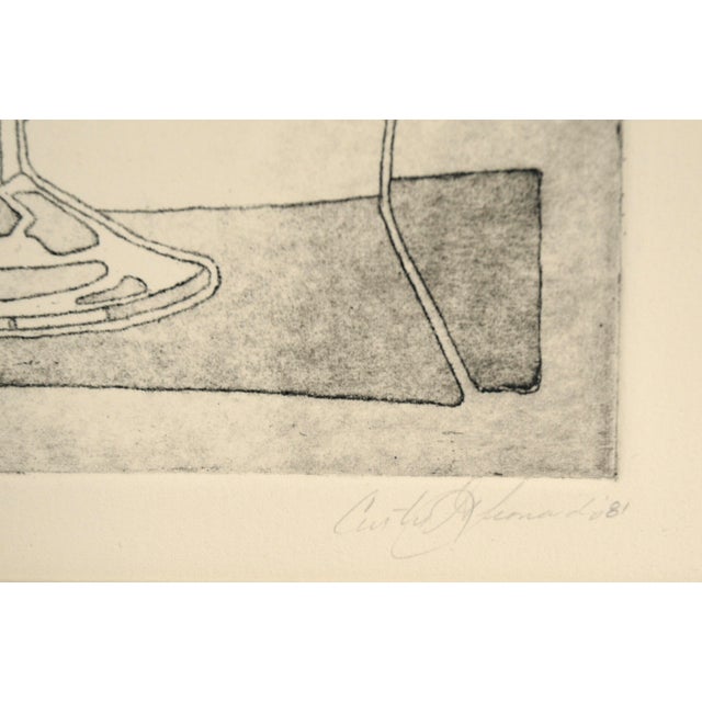 1980s "Simple Delight" - Wine Glass & Rose Still Life Etching in Ink on Paper (#6/15) by Curtis G. Leonardo For Sale - Image 5 of 8