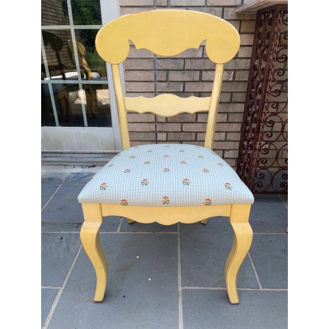 Wood 1980s Vintage Painted French Country Dining Chairs With Scalamandre Fabric - Set of 6 For Sale - Image 7 of 13