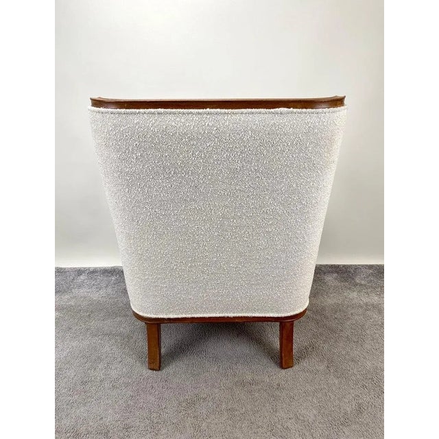 Mid-Century Modern Scandinavian Lounge Chair in Mahogany Frame & Bouclé For Sale - Image 10 of 12