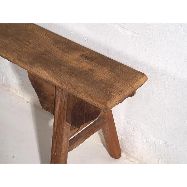 Brown Antique Wabi Sabi Style Bench, 1870s For Sale - Image 8 of 9