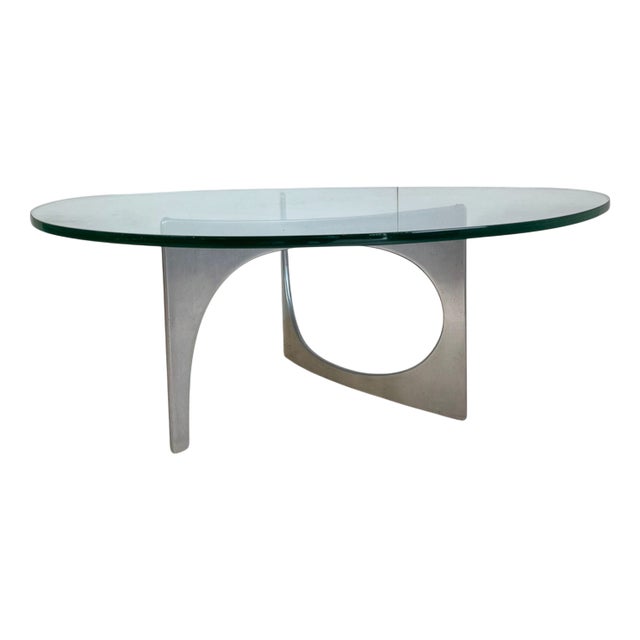 Aluminum and Glass Coffee Table by Knut Hesterberg, 1970s For Sale