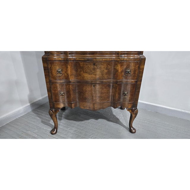Queen Anne Burr Walnut Chest of Drawers on Stand, 1910 For Sale - Image 6 of 12