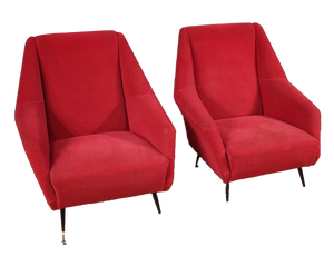 Set of Italian Armchairs in Red, 1960