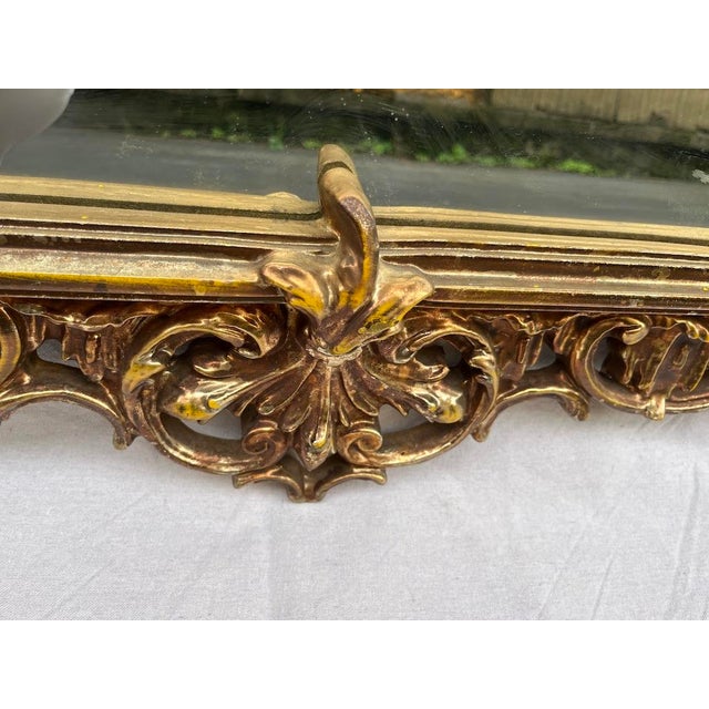 Gold Vintage Large Gold Chinoiserie Wall Mirror For Sale - Image 8 of 11