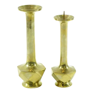 Mid 20th Century A Pair of Brass Candle Holders