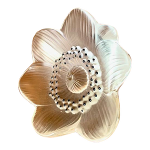 Lalique French Crystal Vintage Hand Sculptured Anemone Flower New 1970s