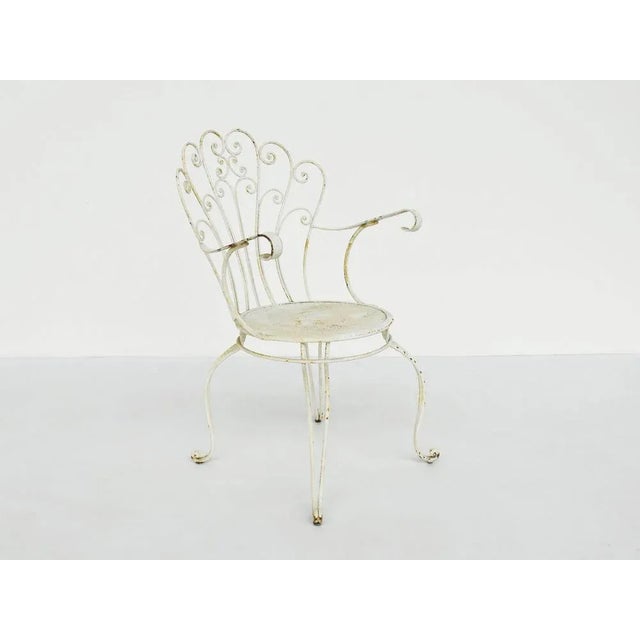 Italian Garden Armhairs in White Metal, 1950s, Set of 4, in Good conditions. Designed 1950 to 1959 This piece is...