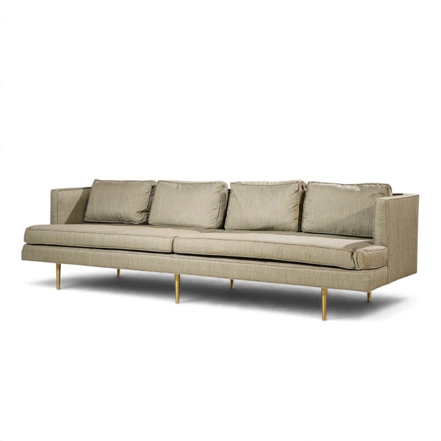 Mid-Century Modern Edward Wormley for Dunbar Model 4907 Mid Century Brass Leg Sofa For Sale - Image 3 of 9