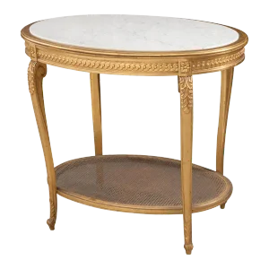 French 19th Louis XVI Style Oval Giltwood Occasional Table