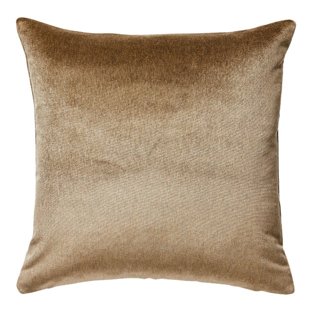 The House of Scalamandré Bay Velvet Outdoor Pillow, Taupe For Sale