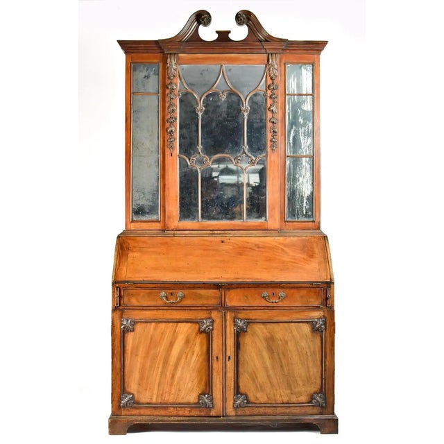 Traditional Early 19th Century George III Chinese Chippendale Mirrored Secretary Bookcase For Sale - Image 3 of 12