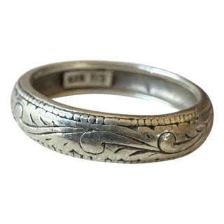 Early 20th Century Antique Sterling Silver Art Nouveau Acanthus Leaf Ring Band, Size 8.25 For Sale