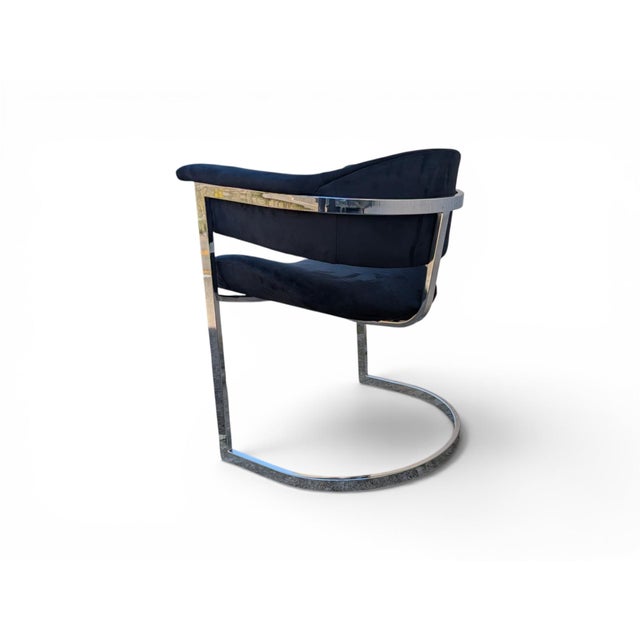 Dining Chairs in Steel and Black Velvet, 1970s, Set of 6 For Sale - Image 10 of 18