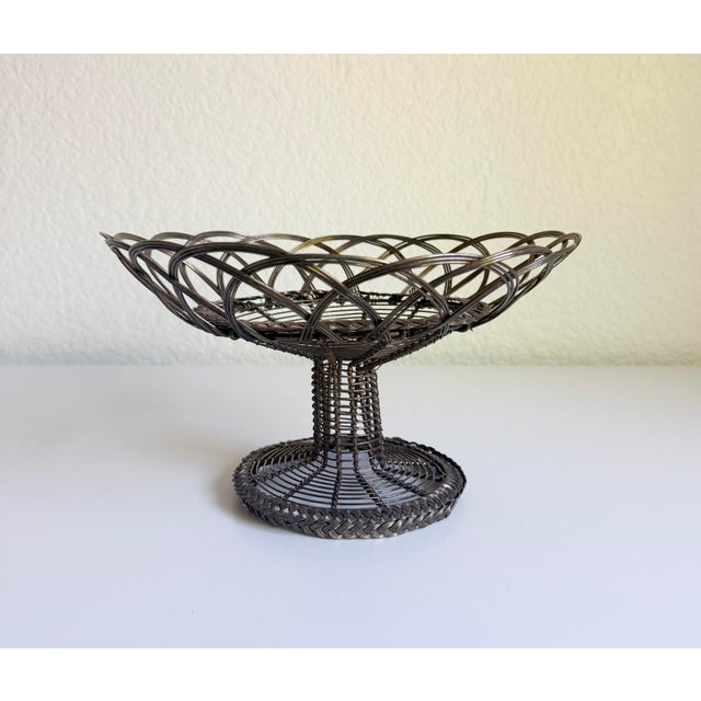 Antique French Fil De Fer Pedestal Basket, Early 20th Century For Sale In Sacramento - Image 6 of 11