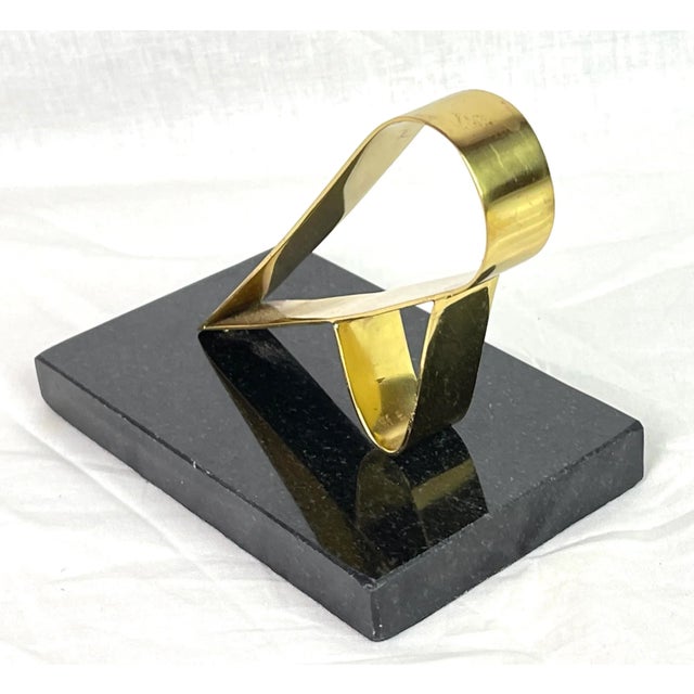 Modern Gold Brass Marble Desk Sculpture For Sale - Image 10 of 13