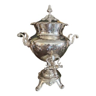 Antique English Silver Plated Tea Urn For Sale