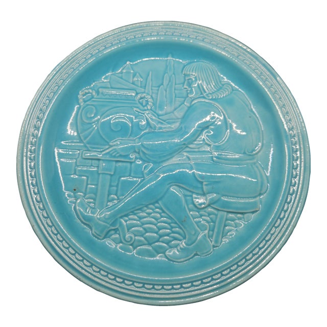 1939 Homer Laughlin New York Worlds Fair Art Deco American Potter Capital Labor Sculpted Plate For Sale