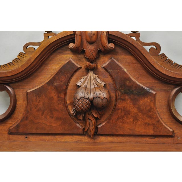 Antique Eastlake Victorian Carved Walnut Oval Mirror Sideboard Backsplash Shelf For Sale In Philadelphia - Image 6 of 18