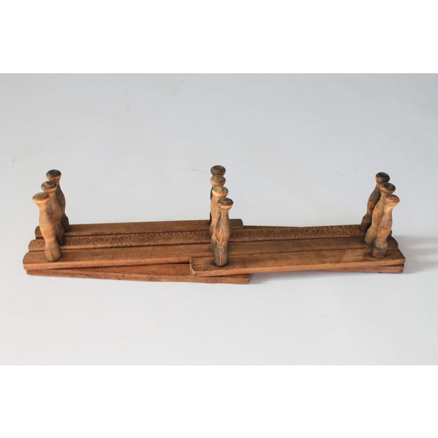 Mid 20th Century Vintage Wood Accordion-Style Wall Hat Rack For Sale - Image 5 of 8