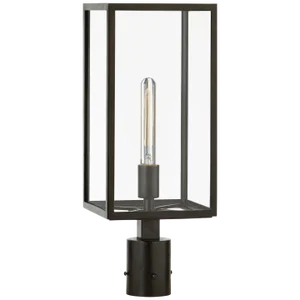 Chapman & Myers for Visual Comfort Signature Fresno Post Light in Aged Iron with Clear Glass