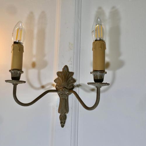 Vintage French Neo-Classical Metal Twin Wall Lights, 1920, Set of 2 For Sale - Image 6 of 8