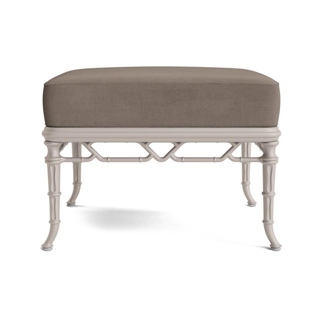 Contemporary Brown Jordan Calcutta Ottoman, Dove frame with Fusion Taupe fabric For Sale - Image 3 of 11