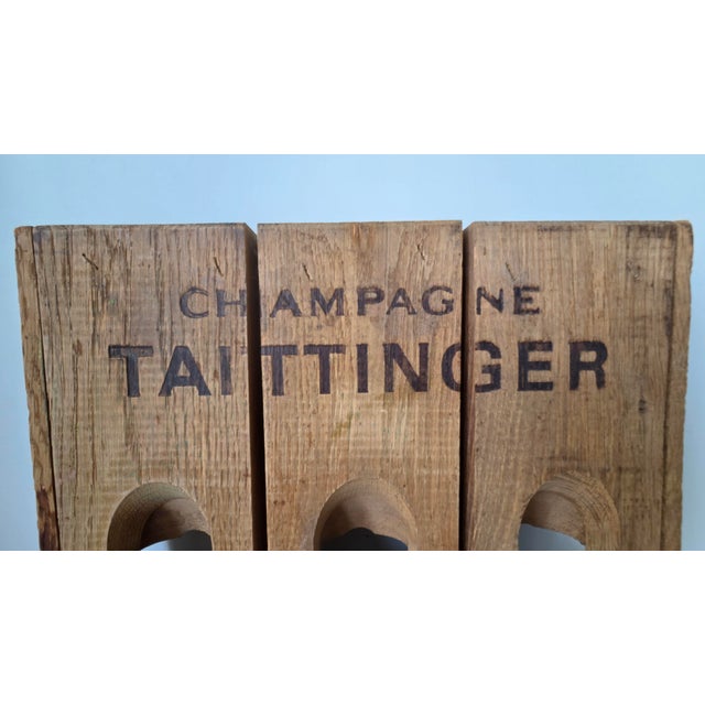 Champagne Vintage Wooden Champagne Riddling Rack With Taittinger Lettering For Sale - Image 8 of 15