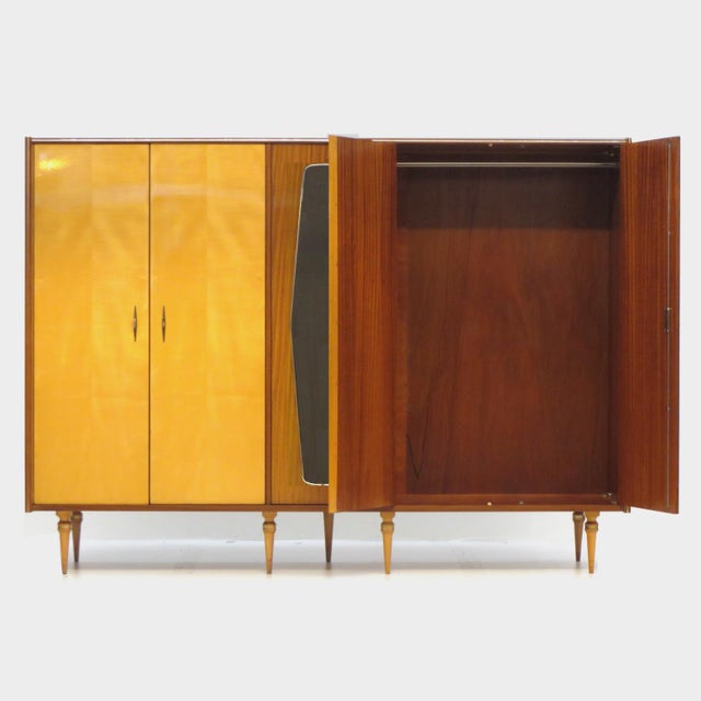 Large Mid-Century Modern 5-Door Wardrobe in Maple and Teak, 1950s For Sale - Image 4 of 7