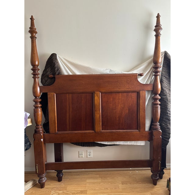 Chippendale Martha Stewart for Bernhardt Furniture Seal Harbor Queen Size Mahogany/Cherry Four Poster Bed For Sale - Image 3 of 11